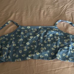 Blue crop top that ties in the back